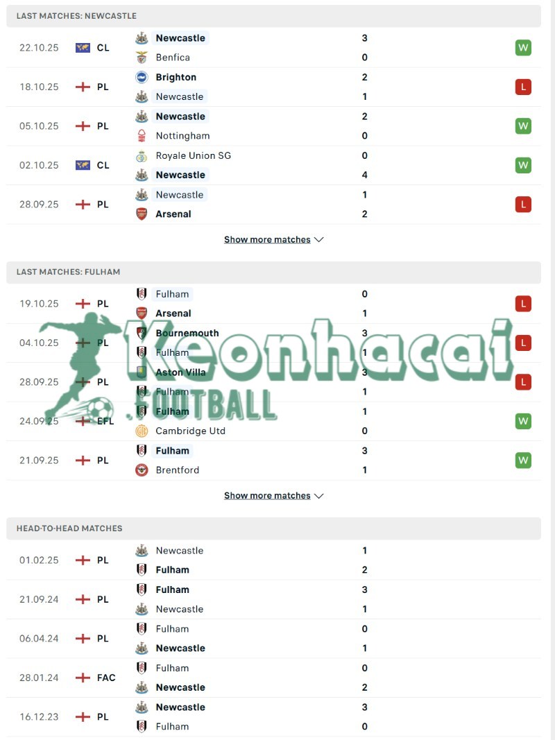 Phong độ và lịch sử đối đầu của Newcastle vs Fulham